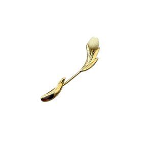 Vintage Tulip Stick Pin Avon Off White and Gold Tone Elegant Flower Lapel Pin